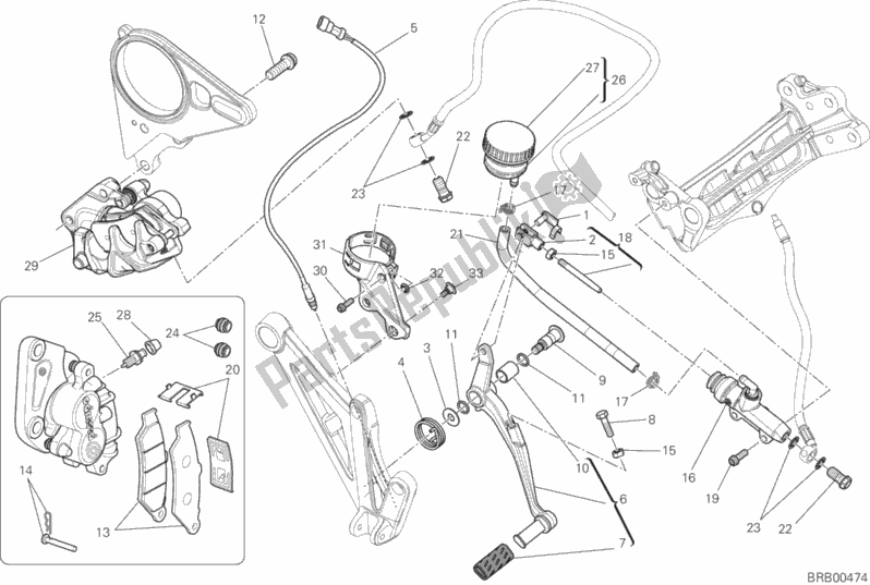 Wszystkie części do Tylny Uk? Ad Hamulcowy Ducati Diavel Carbon FL Thailand 1200 2018